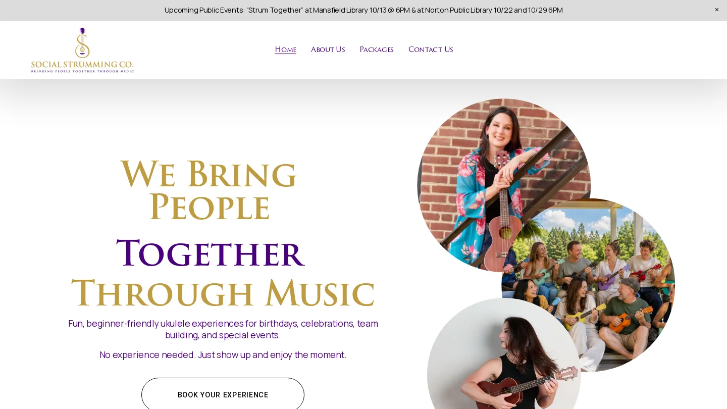 Social Strumming Co. website homepage