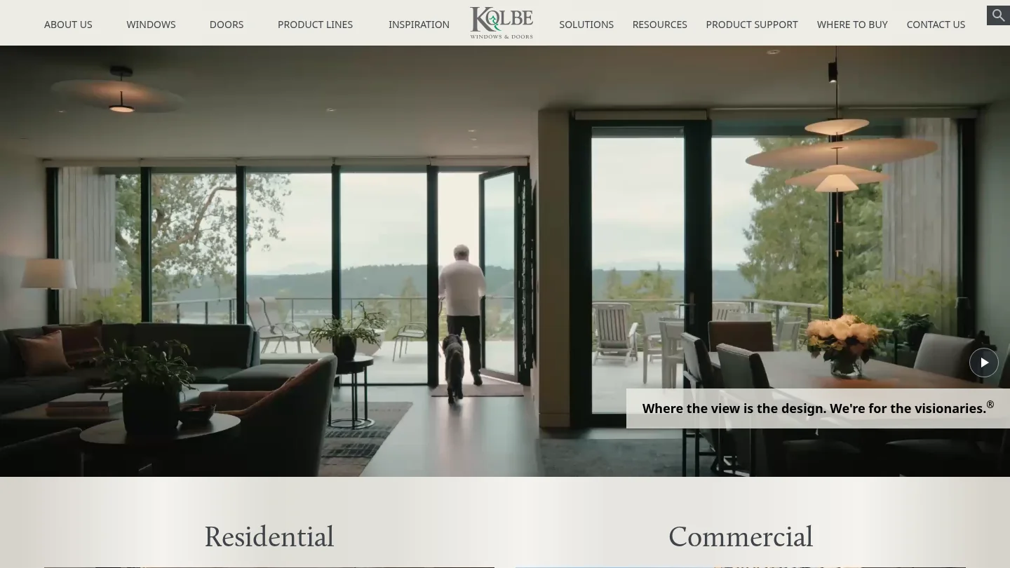 Kolbe Windows website homepage